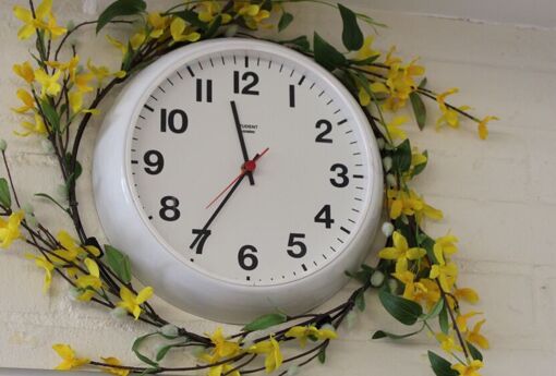 Our library clock is...