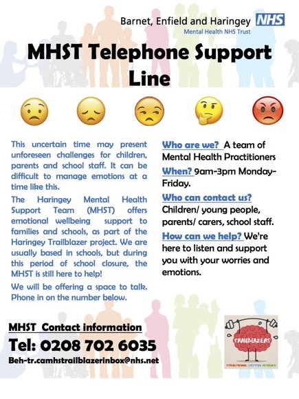Mhst wellbeing telephone support